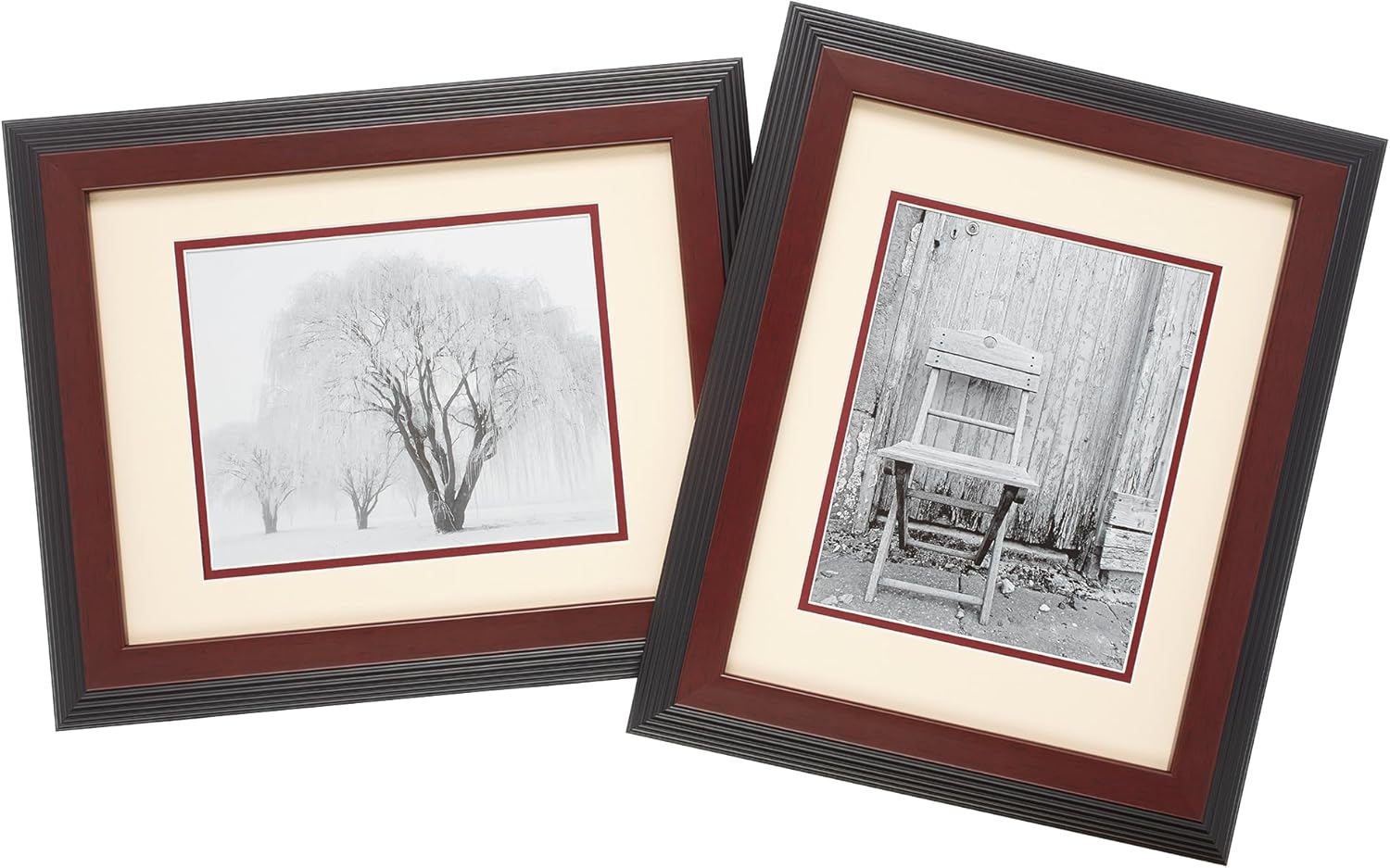 Old Town Designer Picture Frames, 11x14 Picture Frame 2 Pack with Deluxe Velour Back and Removable 8x10 Mat, Photo Frame for Desk or Wall Decor, Made from Post-consumer EPS & Acrylic Glass, Walnut