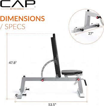 Cap Barbell Deluxe Utility Weight Bench Color Series