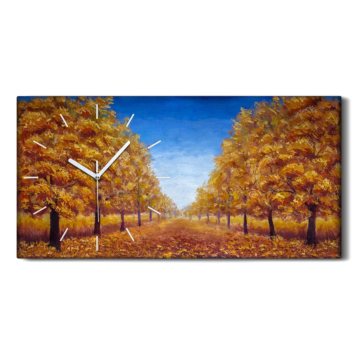 Horloge sur Toile Automne 60x30cm - Cadran Silencieux Sans Tic-Tac