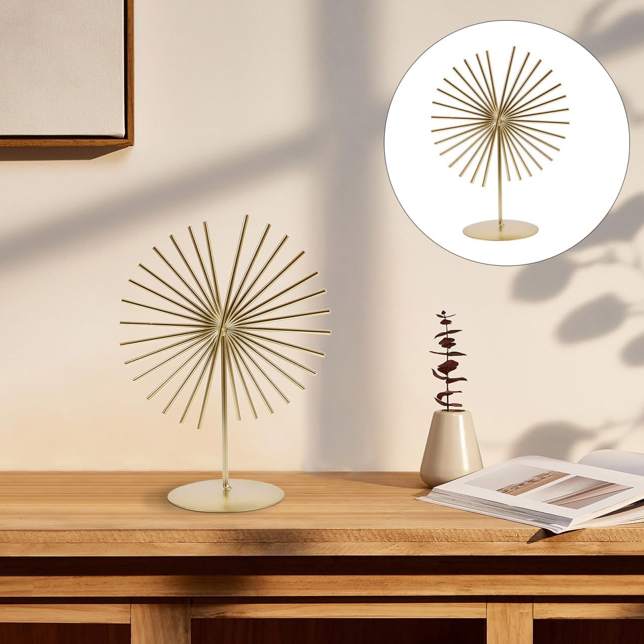 ARTIBETTER Abstract Lines Metal Sculpture 9.6 Inch Modern Desk Decor Geometric Craft Ornament for Office Living Room Tabletop Decoration