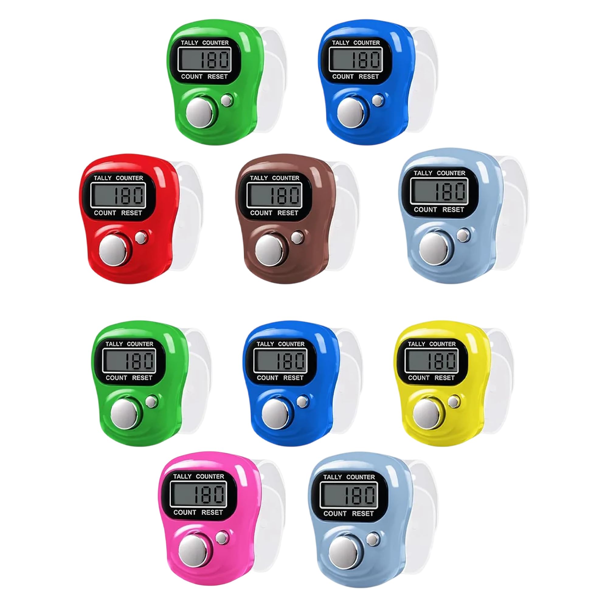 Digital Finger Tally Counter (Pack of 10) | Counter for Chanting Mantra | Hand Finger Tally Counters | Head Electronic Tally Counter Jap & Cricket Umpire Counting Machine | Multicolor-image-3