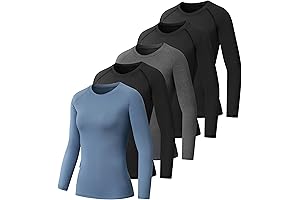 5 Pack Women's Compression Shirts Long Sleeve Workout Tops