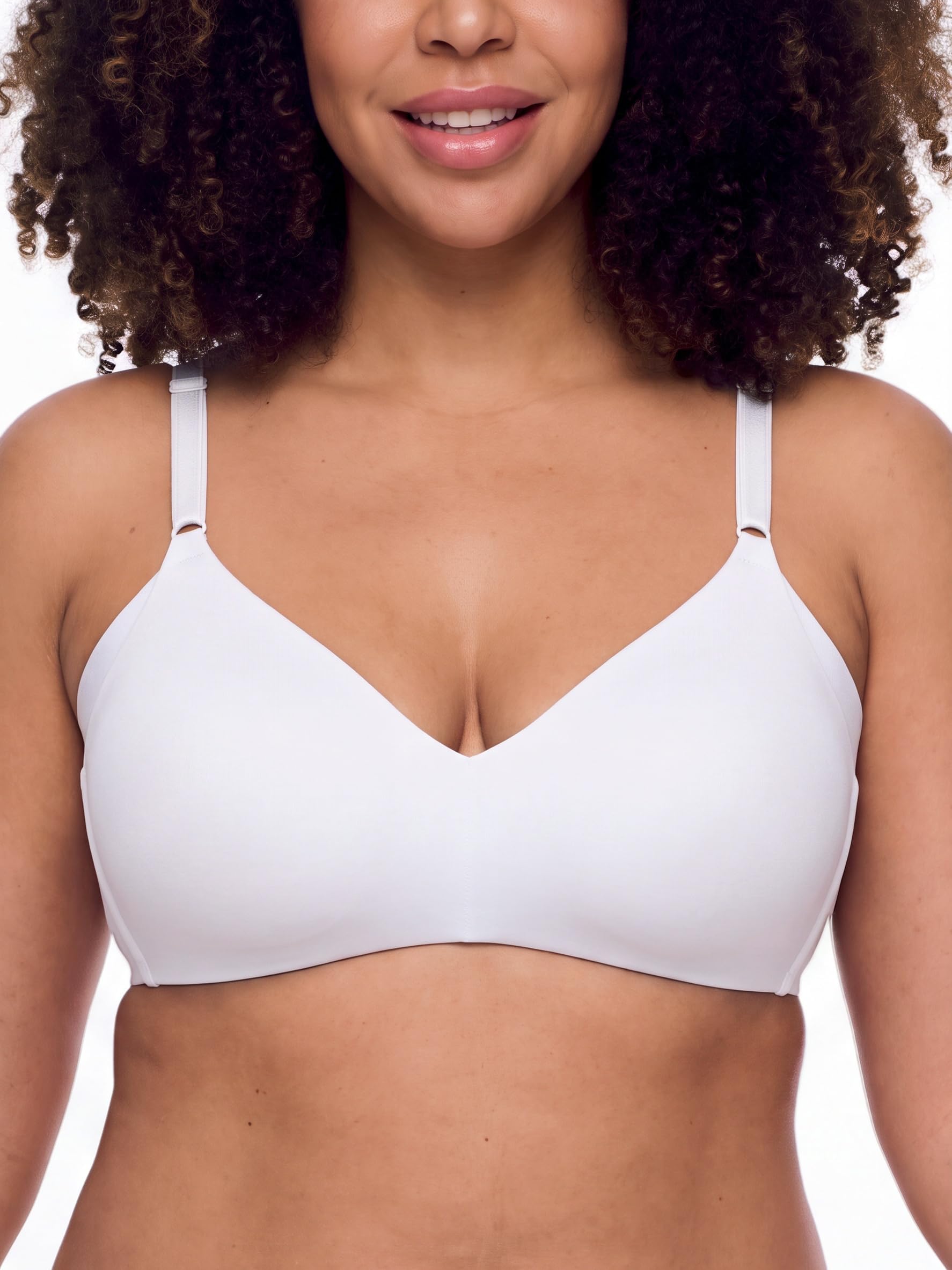 Women's No Side Effects Wirefree Contour Bra, White, 36D