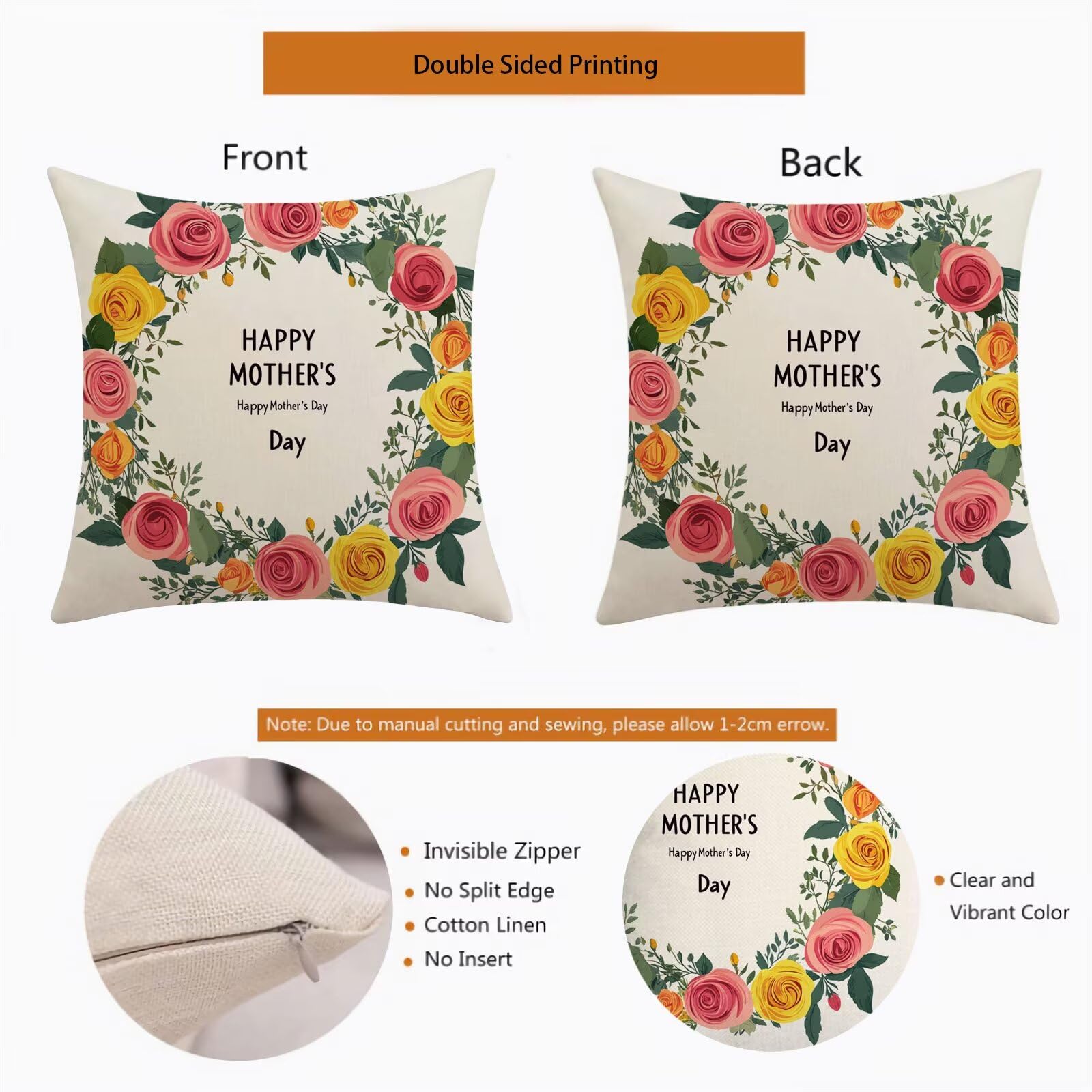 Festa della mamma Cuscini per Divano Esterno Giardino Rosa Cuscini 70x70cm Grandi Copricuscini per Divani Impermeabili Linoi Cushion Covers per Interno/Esterno Balcone Estate Regalo,Set di 4 BZ-8