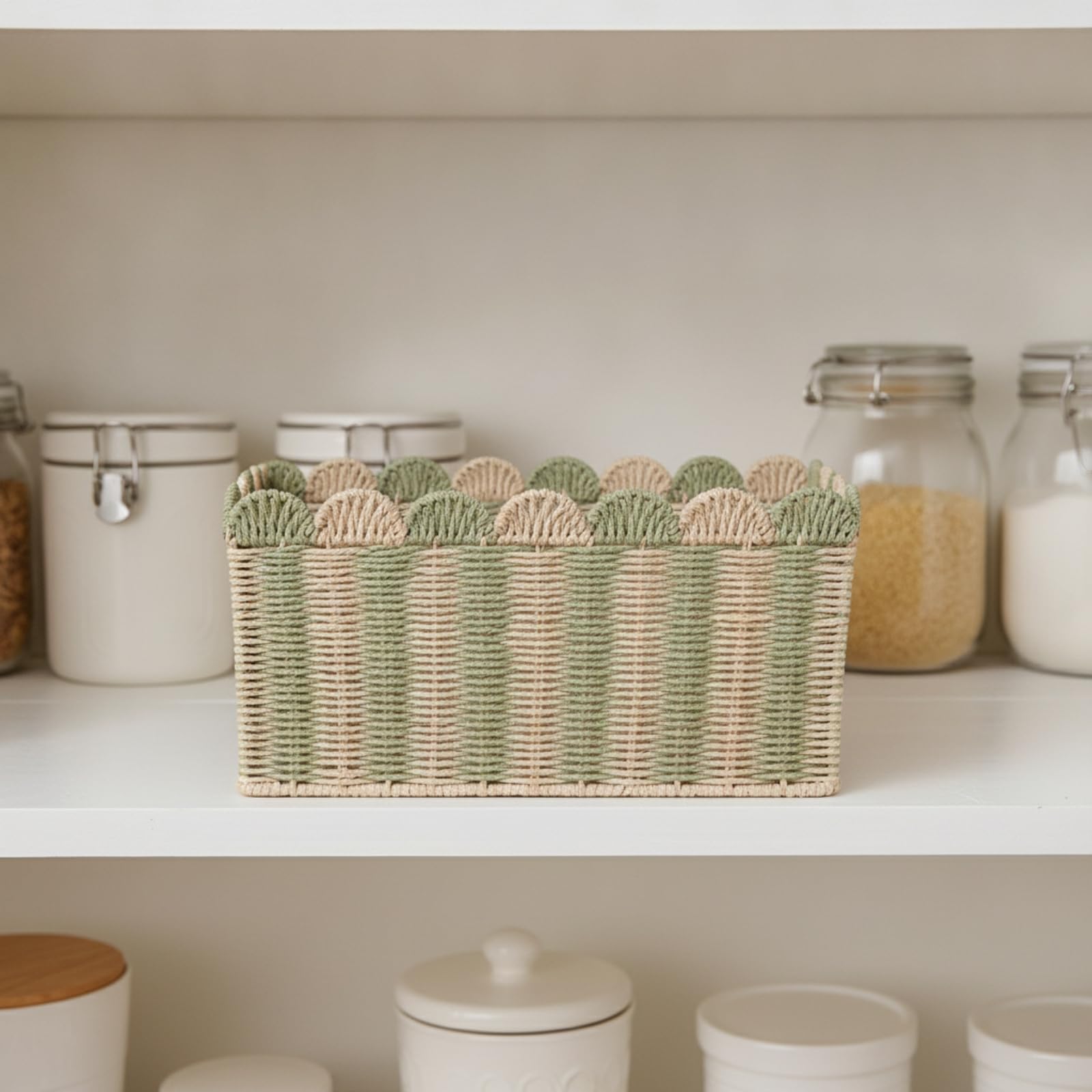 Cesta Cuerda Papel Tejidas a Mano | corativa, Organizador Rectangular Cuerda, Abierta, para Escritorio, Dormitorio, M