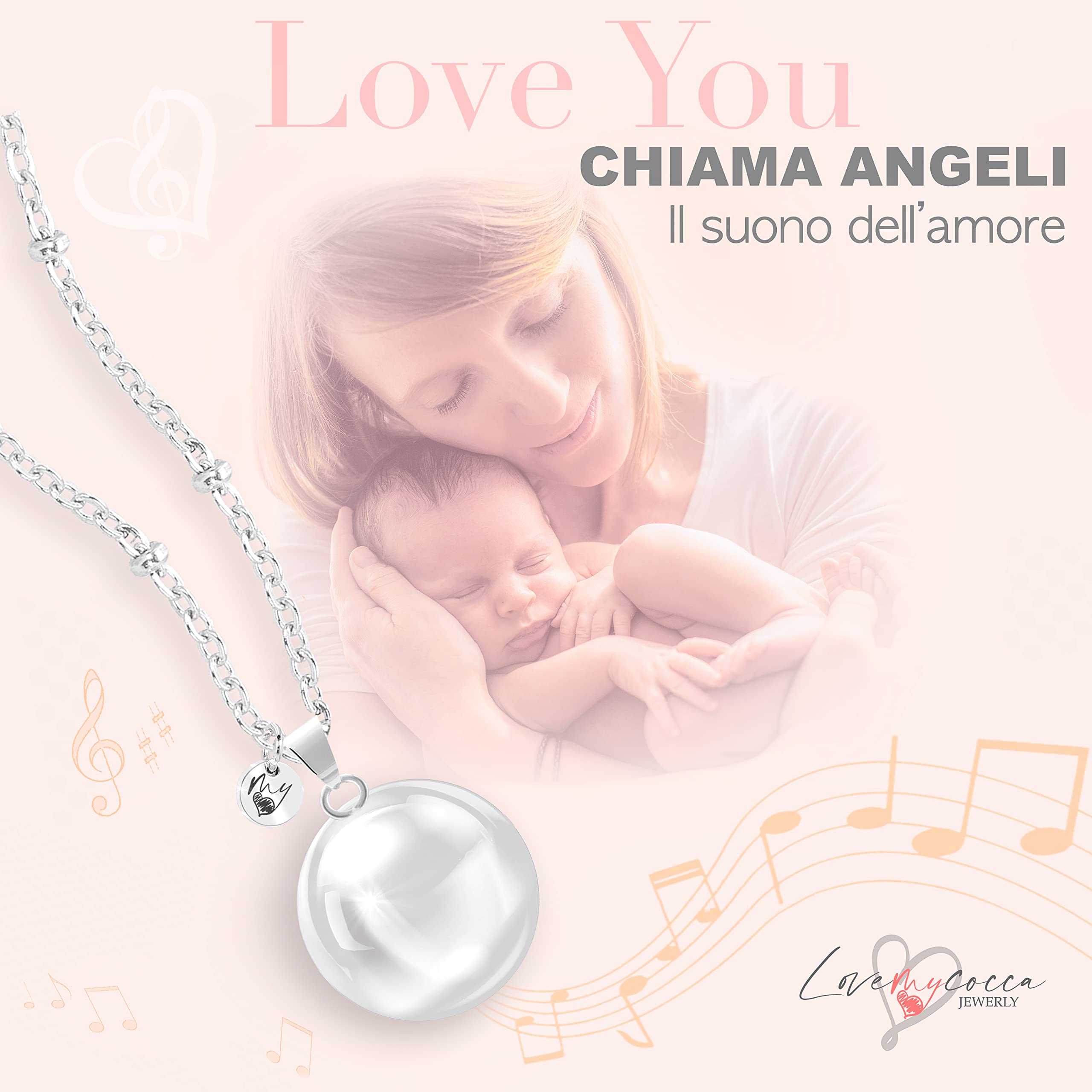 Collier Appel Anges Grossesse, avec coffret cadeau personnalisé inclus, le rappel des anges, est idéal pour des idées cadeaux pour maman, Collana Lunga, Laiton, Sans objet