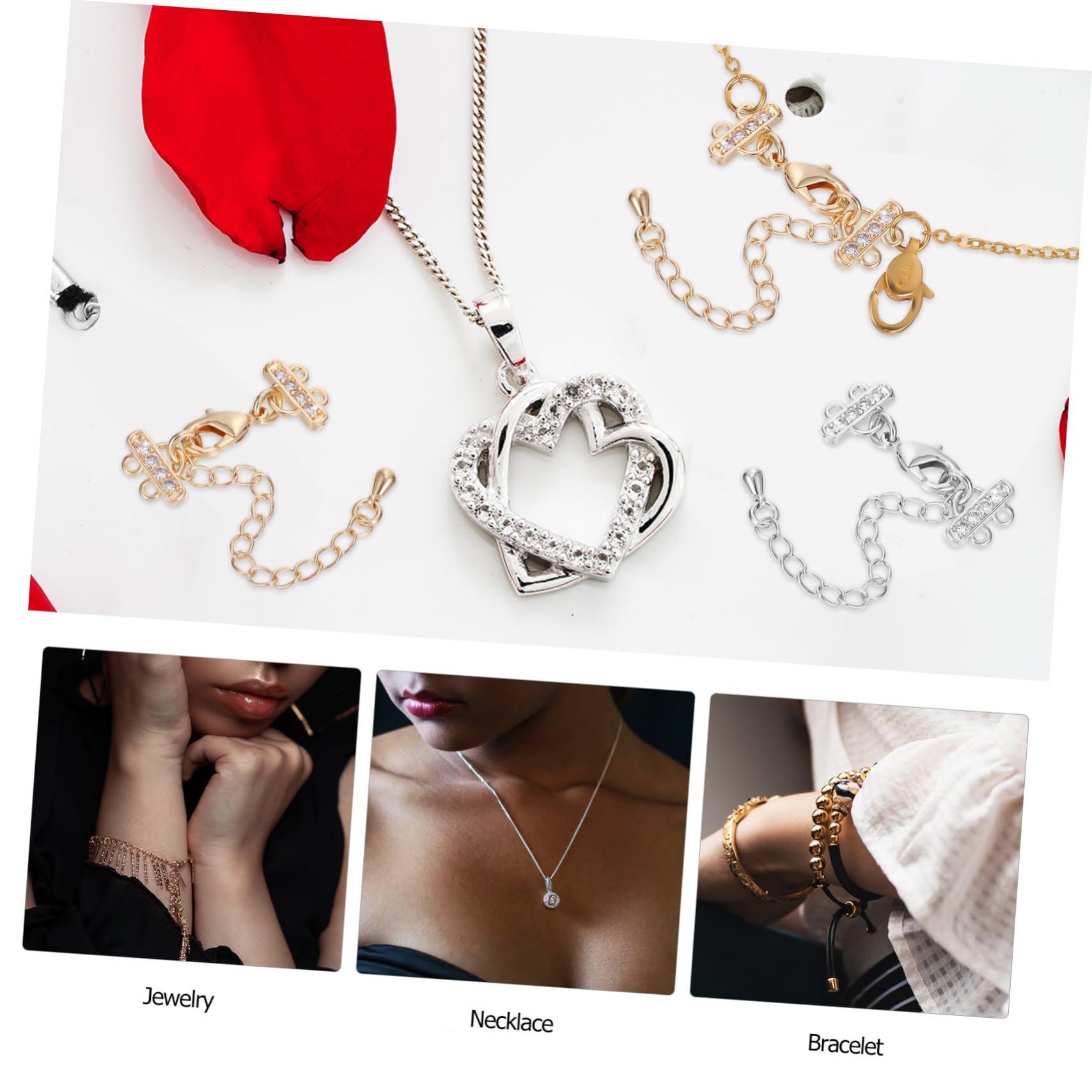 Tofficu 5 Set Estensori Della Catena Della Cavigliera Collane Bracciali Braccialetti Slap Artiglio Moschettoni Gioielli Che Fanno Anelli Di Salto Fornitura Fai -da -te Rame 10 Pezzi * 5