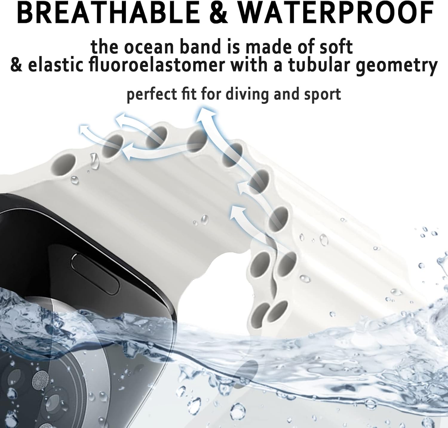 Ocean Band for Apple Watch Band 49mm 45mm 46mm 41mm 44mm 40mm 42mm 38mm Women Men,iWatch Sport Strap Silicone Breathable Bracelet Wristband for Apple Watch Ultra 3/2 Series 11 10 9 8 7 6 5 4 3 SE 3/2 - Image 3