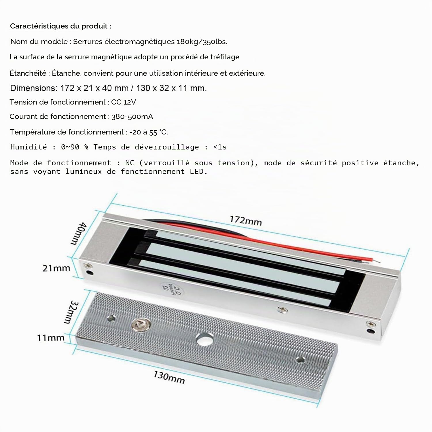 YAVIS Kit WIFI TUYA Avec écran Contrôleur D'accès D'empreintes Digitales étanche Tactile Clavier RFID ID/IC Lecteur Cartes WG26/34, Serrure Magnétique Electrique 180kg, Alimentation 3A, Sonnette Porte