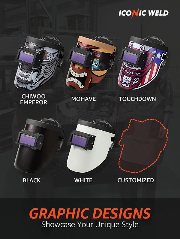 ICONIC WELD Auto Darkening Welding Helmet - Flip Up Lens, Lightweight, Shade #4/9-13 (White) by ICONIC WELD - Image 15