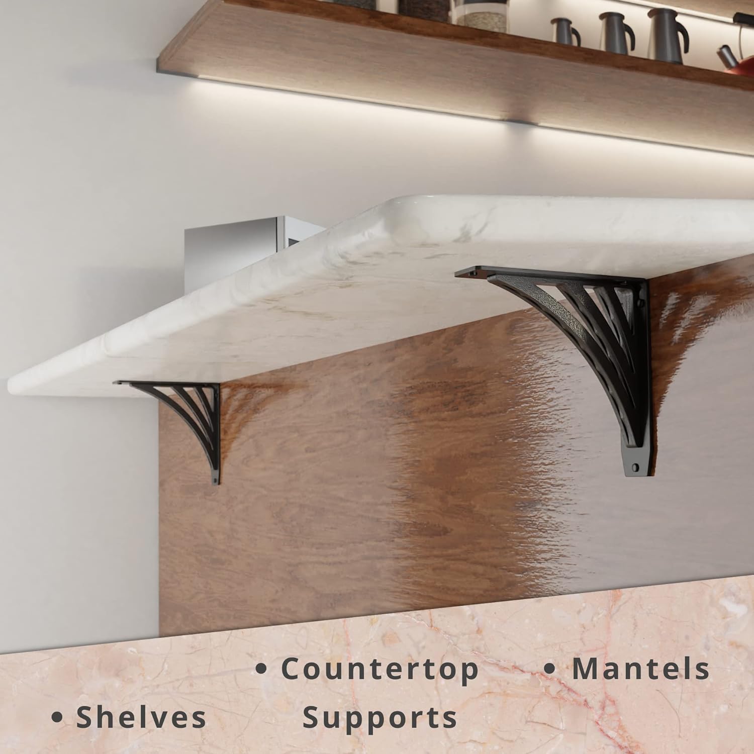 Starby Ravenel Designer Series Heavy Duty Decorative Mantel and Countertop Supports - Beautifully Crafted Corbels for Fireplace, Shelving or Counters - 500 Lb Capacity - (2 Pack) (8"x8"x2")