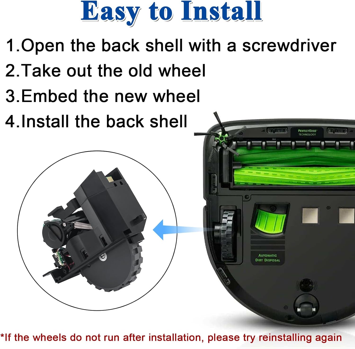 Garbage fighter Right Left Drive Wheel Module for iRobot S9 (9150) S9+ S9 Plus (9550) Robot Vacuum Cleaner Repair Replacement Parts Accessories