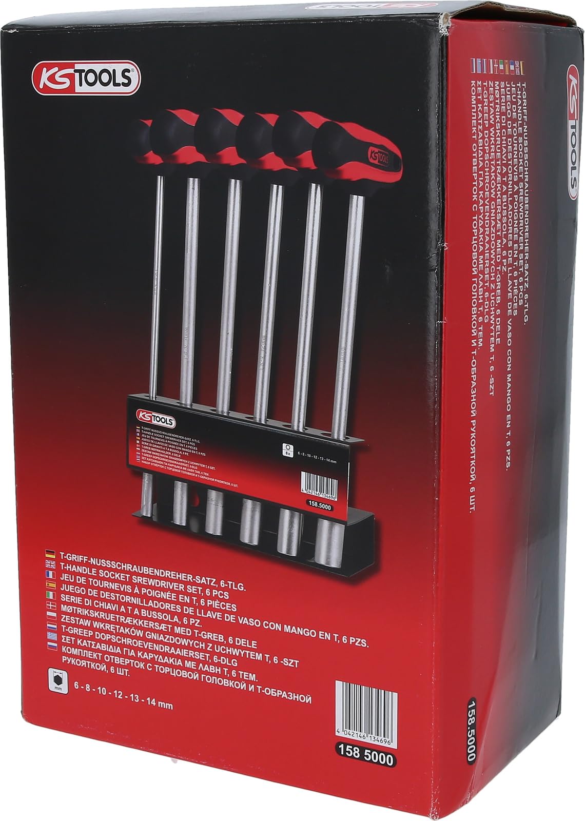 KS Tools 158.5000 Serie di giraviti a T a bussola CHROME 6pz.6-14mm