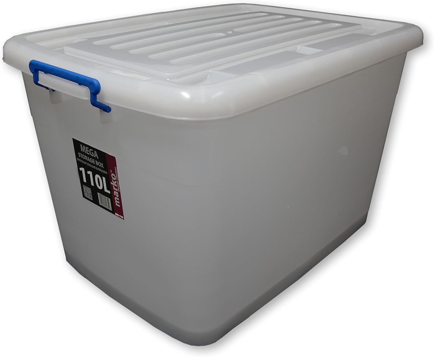 10 x 110L Large Plastic Storage Boxes Wheels & Clip Lids