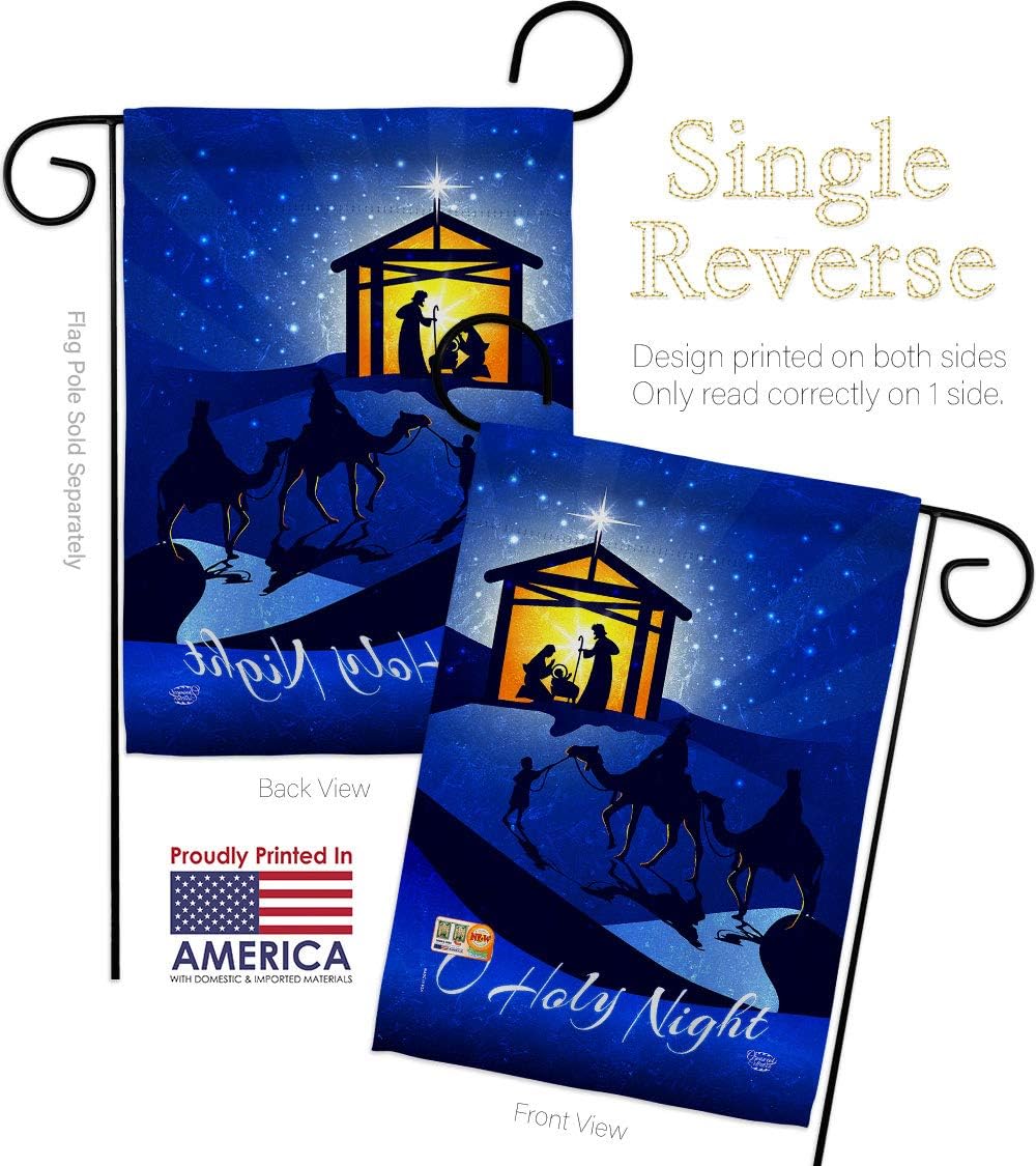 Star of Bethlehem Garden Flag Set Wall Holder Wintertime Nativity Three King Religious Holy Family Season Christian Small Decorative Gift Yard House Banner Made In USA 13 X 18.5