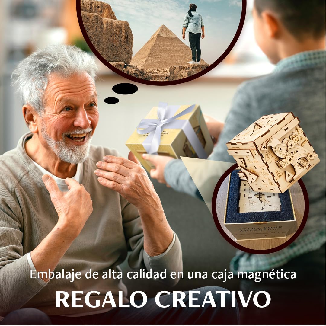 INSCAPE Pharaoh's Secret – Caja de rompecabezas de madera – Puzzle Box – Escape Room Juego para adultos y niños – Juegos de ajos para adultos – rompecabezas de madera 3D – Cluebox – Juegos de