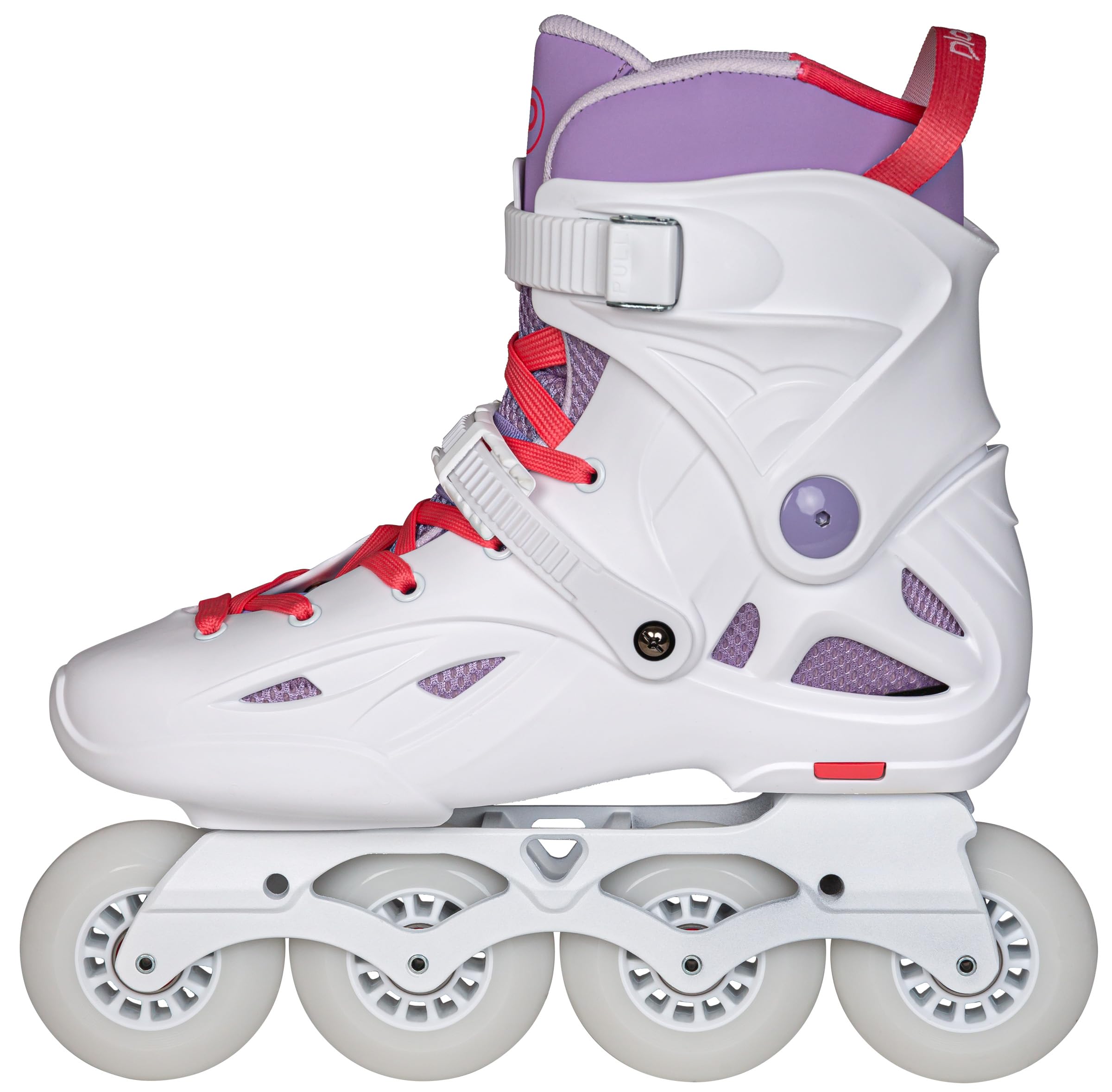 Playlife Imperial 80 Violet Inline Skate – Urban Hardboot Skates für Damen & Herren mit Aluminium-Schiene Gr. 37-46, 4x80mm 85A Rollen & ABEC 9 Kugellager in weiß/violett