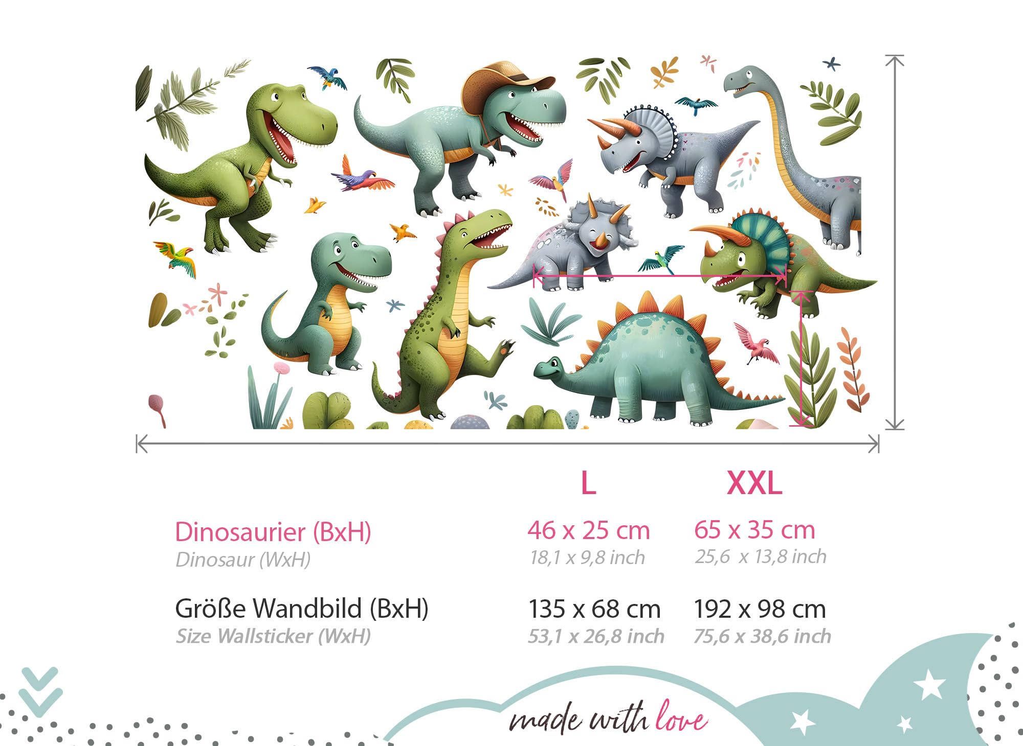 Little Deco Naklejka ścienna dinozaur zestaw tatuaż ścienny zwierzęta pokój dziecięcy chłopcy naklejki ścienne do pokoju niemowlęcego palmy dinozaur dekoracja ścienna naklejka DL5049-05
