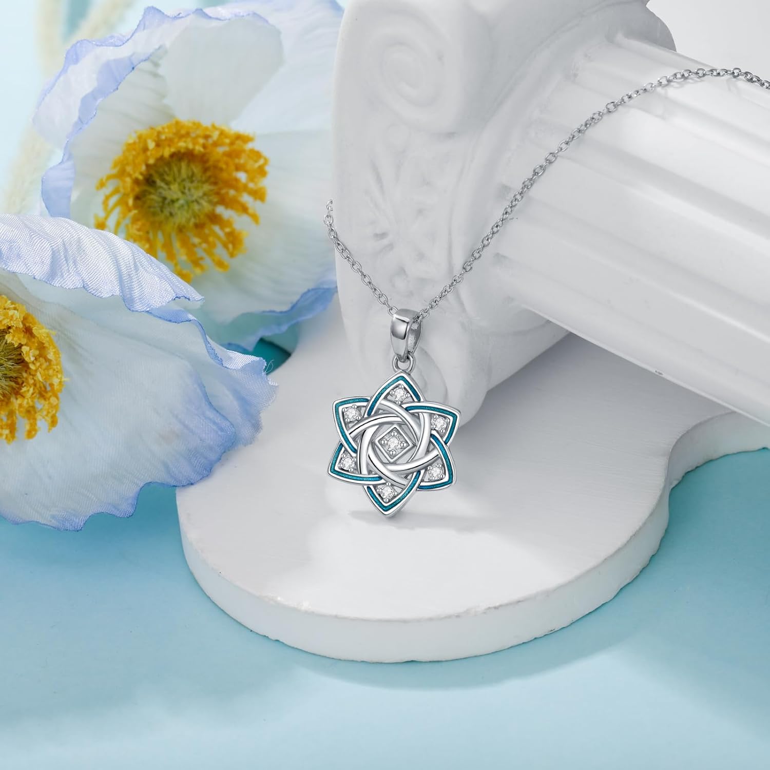 925 Sterling Silver Diamond Celtic Knot Necklace Good Luck Irish Jewelry,Silver Celtic Knot Necklace for Women - Image 3