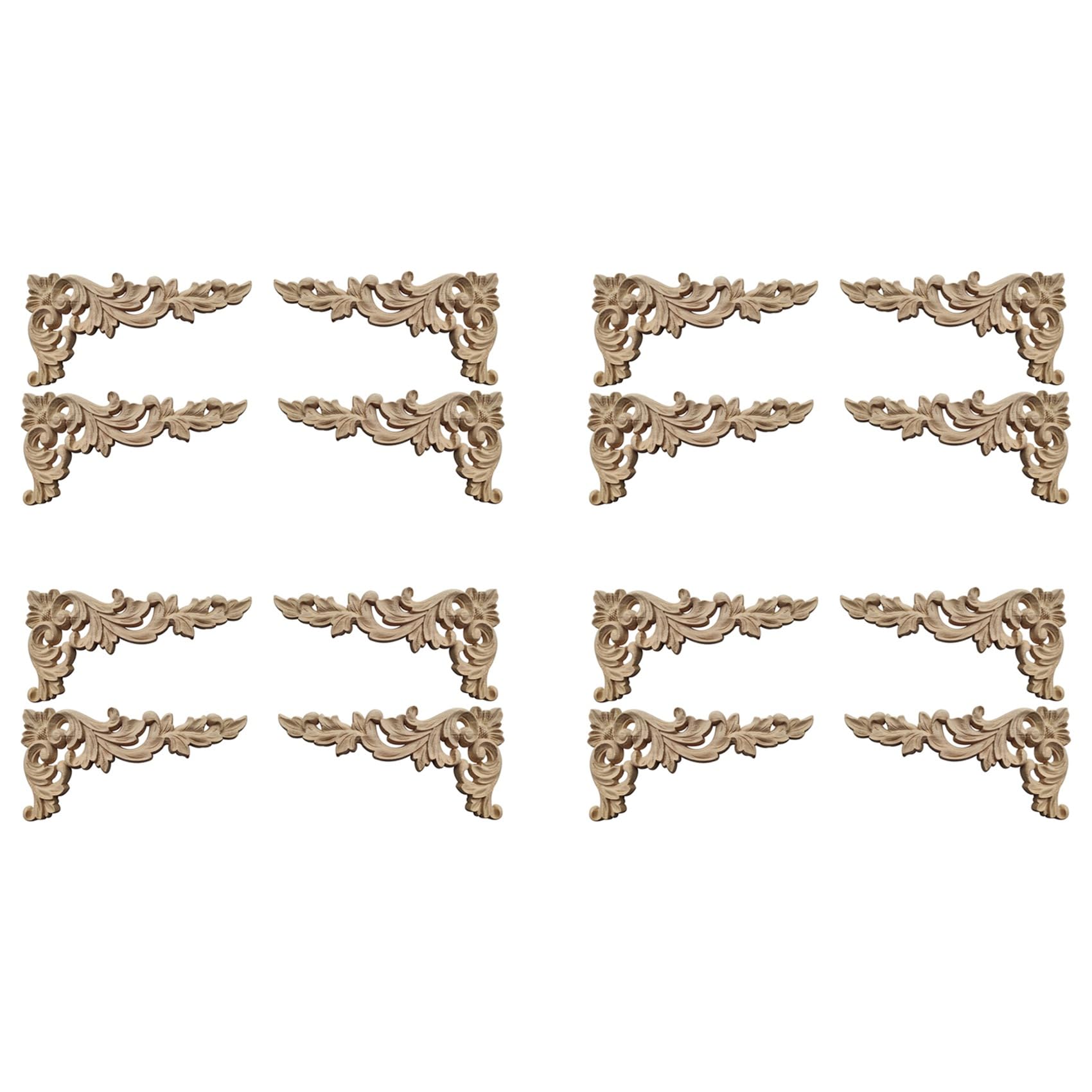 Vjsujehgy 16Pcs Wood Carved Corner Onlay Applique Unpainted Frame Cupboard Cabinet Decal for Decoration B