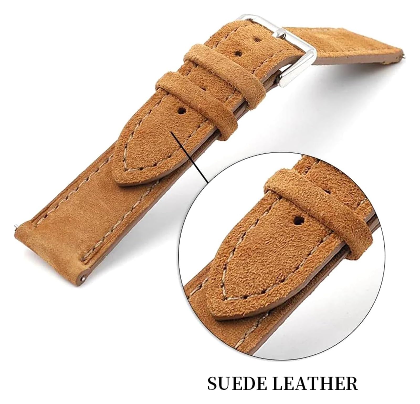 Ersatzwächter 18/19/20/22/200 mm Schnellfreisetzungen Vintage Soft Suede Leder Uhrengurt für mechanische Uhren (braun, 20 mm)