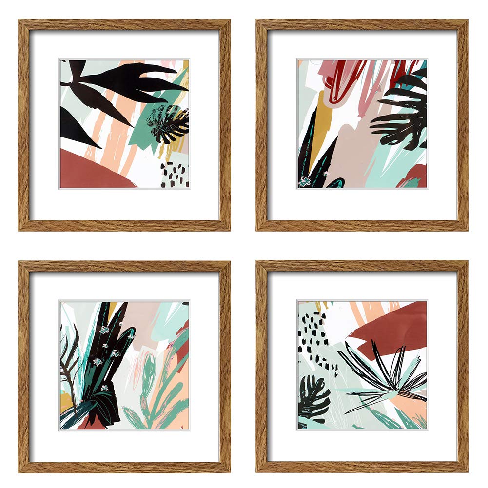 ArtbyHannah Framed Plant Wall Art Set Green Botanical Tropical Wall