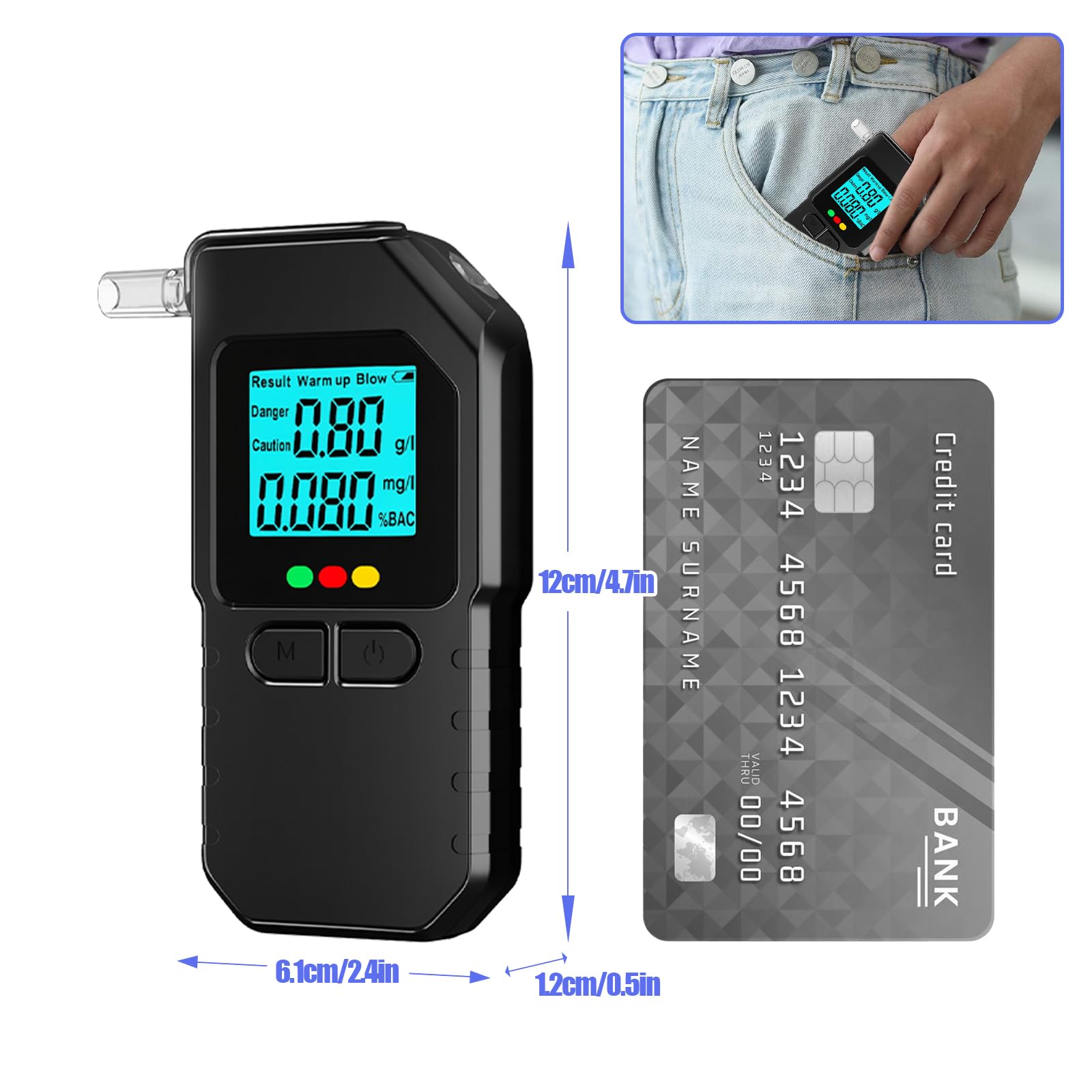 Joyzan Electronique Test Ethylometre, Ethylotest Numérique de Haute Précision avec Affichage Numérique LCD éthylotest Professionnel avec 20 Embouts Buccaux Double Capteur pour Maison Ou Fêtes