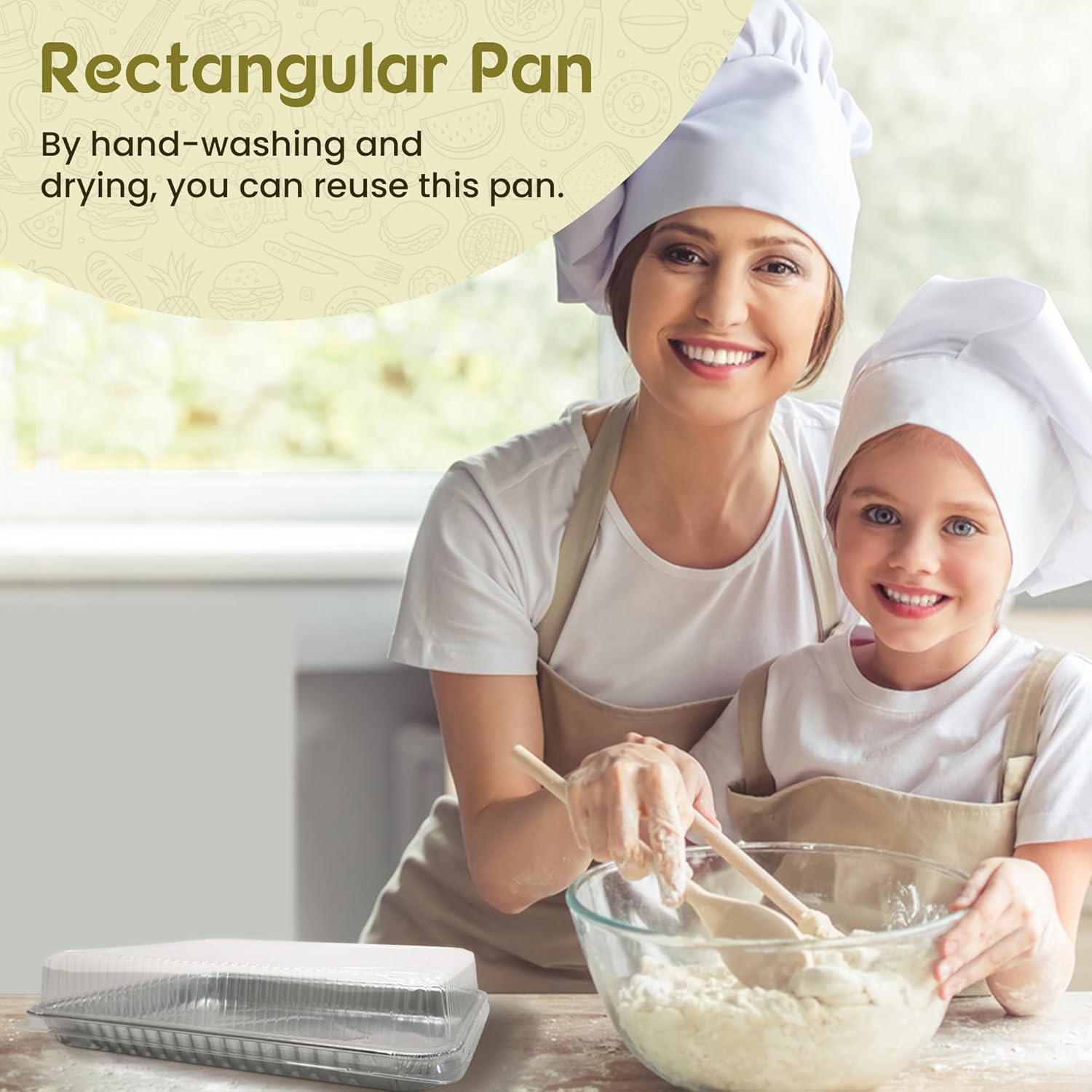 KitchenDance Disposable Aluminum Half Size Sheet Cake Pans with Clear Plastic Dome Lid - 17-1/2" x 12-13/16" Aluminum Foil Pans - Baking Pan Perfect for Baking, Freezing, Serving Food, 7300P, 25 Count