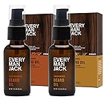 Every Man Jack Mens Beard Oil - Subtle Aged Bourbon & Sandalwood Fragrance - Deeply Moisturizes and Softens Your Beard and Adds a Natural Shine - Naturally Derived with Shea Butter - 1 fl oz (2 Pack)