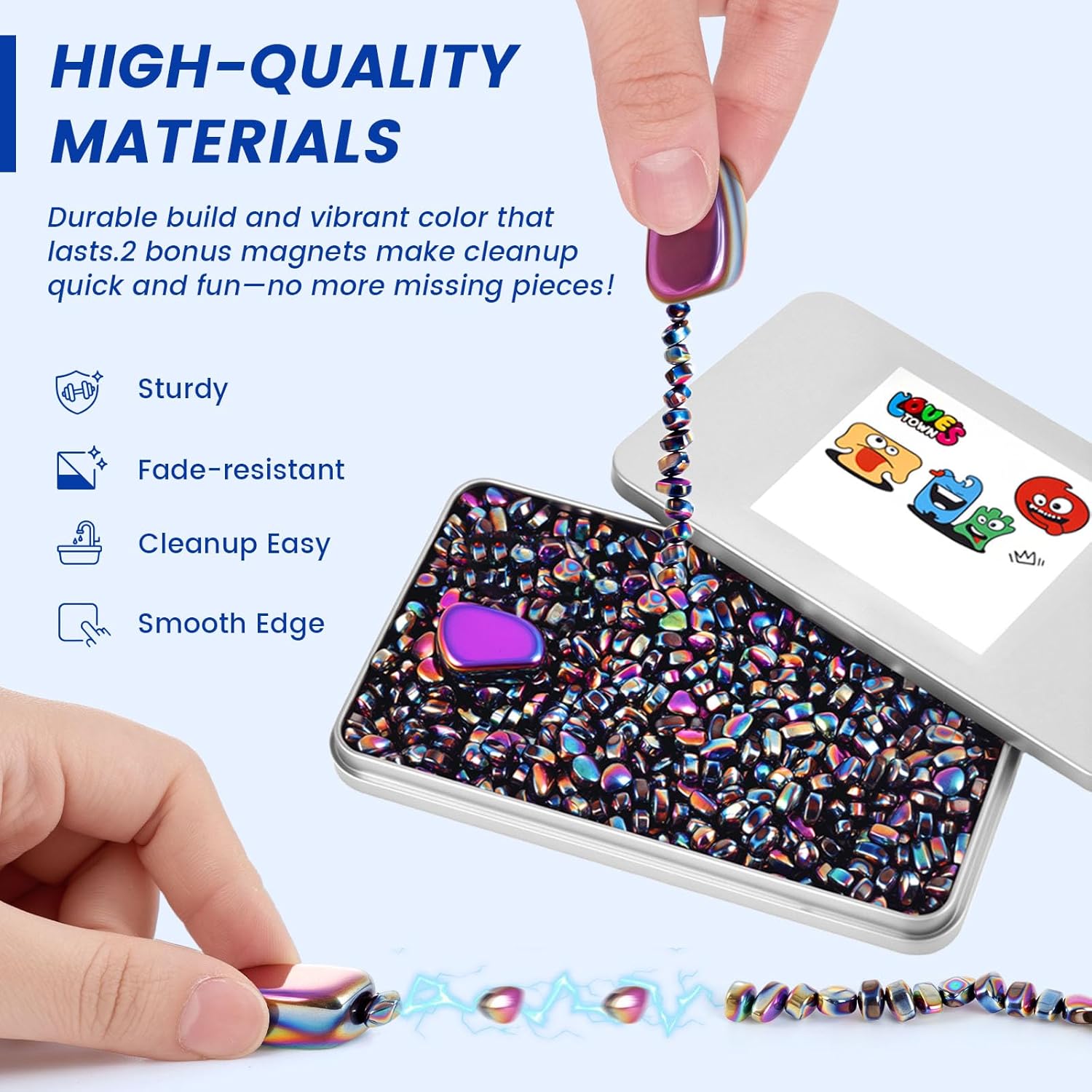 LovesTown 550PCS Ferrite Putty Stones, Fidget Magnetic Beads Fidget Toys for Teens Stress Relief Gifts for Adults Coworkers