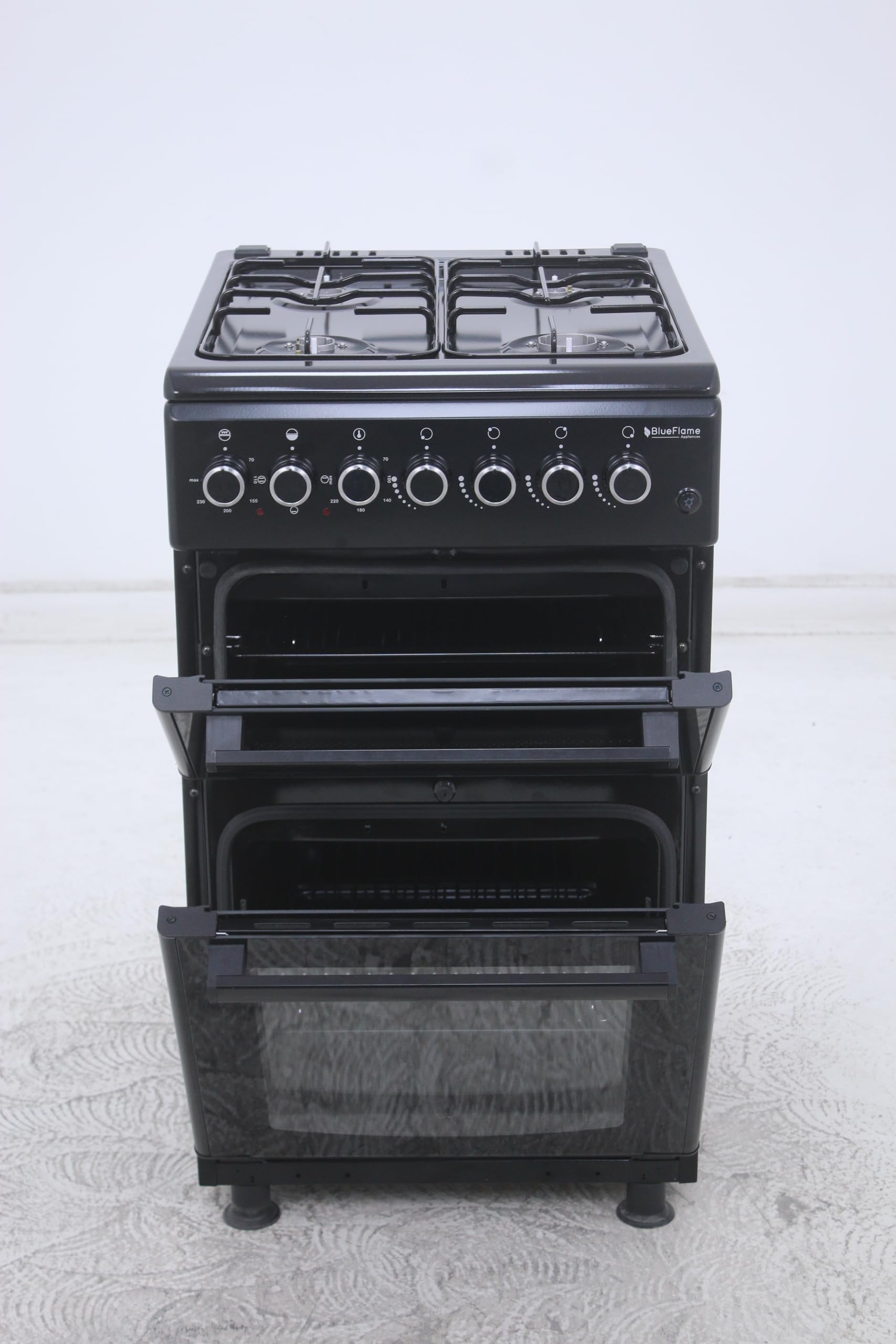 BlueFlame DG5403XBZB 50 cm Freestanding Dual Fuel Cooker With Double Cavity Oven - Black — view 4