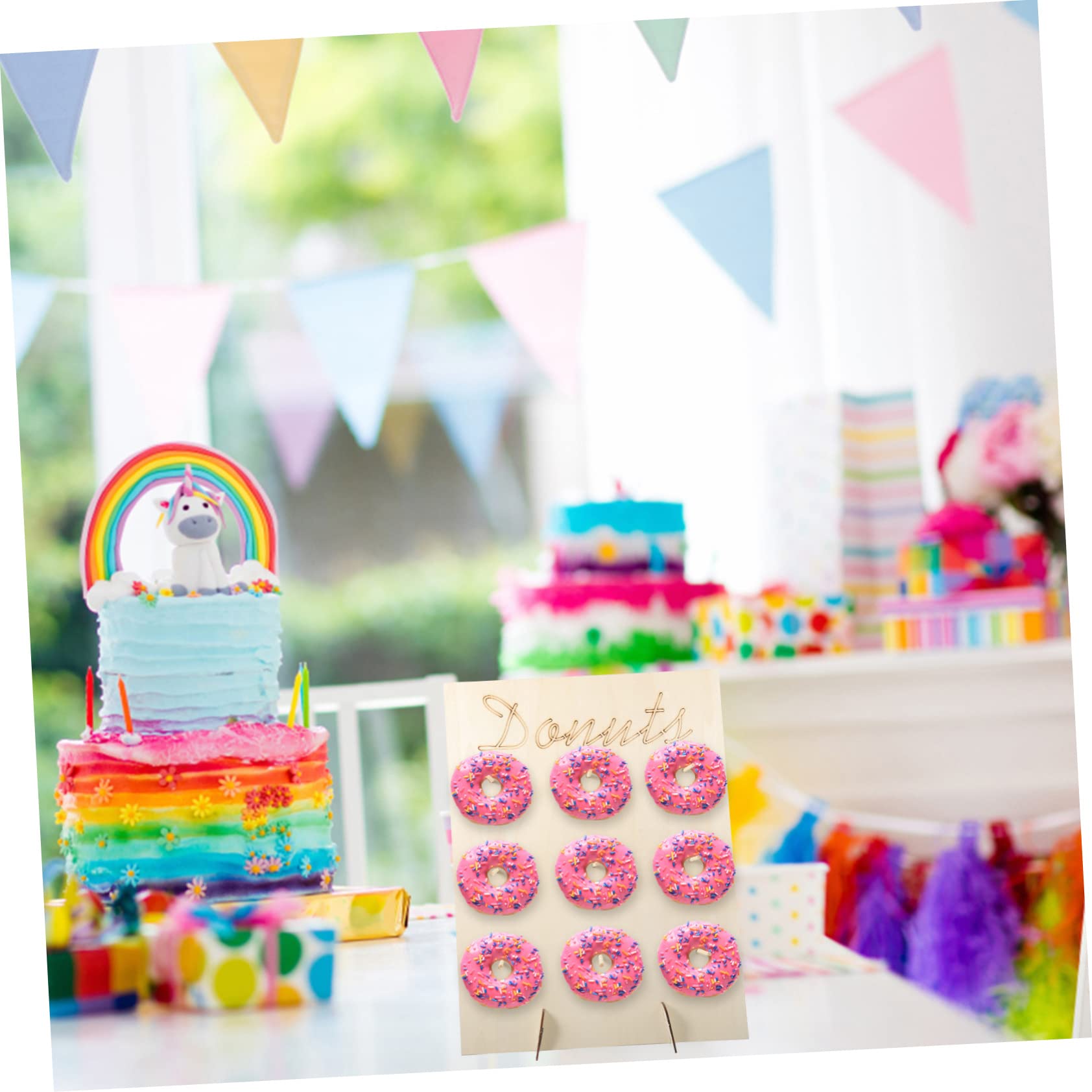 Cabilock 1Set Donut Stand Display Board Elegant Dessert Table Holder for Birthday Parties Weddings Showers Rustic Doughnut Display for Festive Celebrations and Home Decor