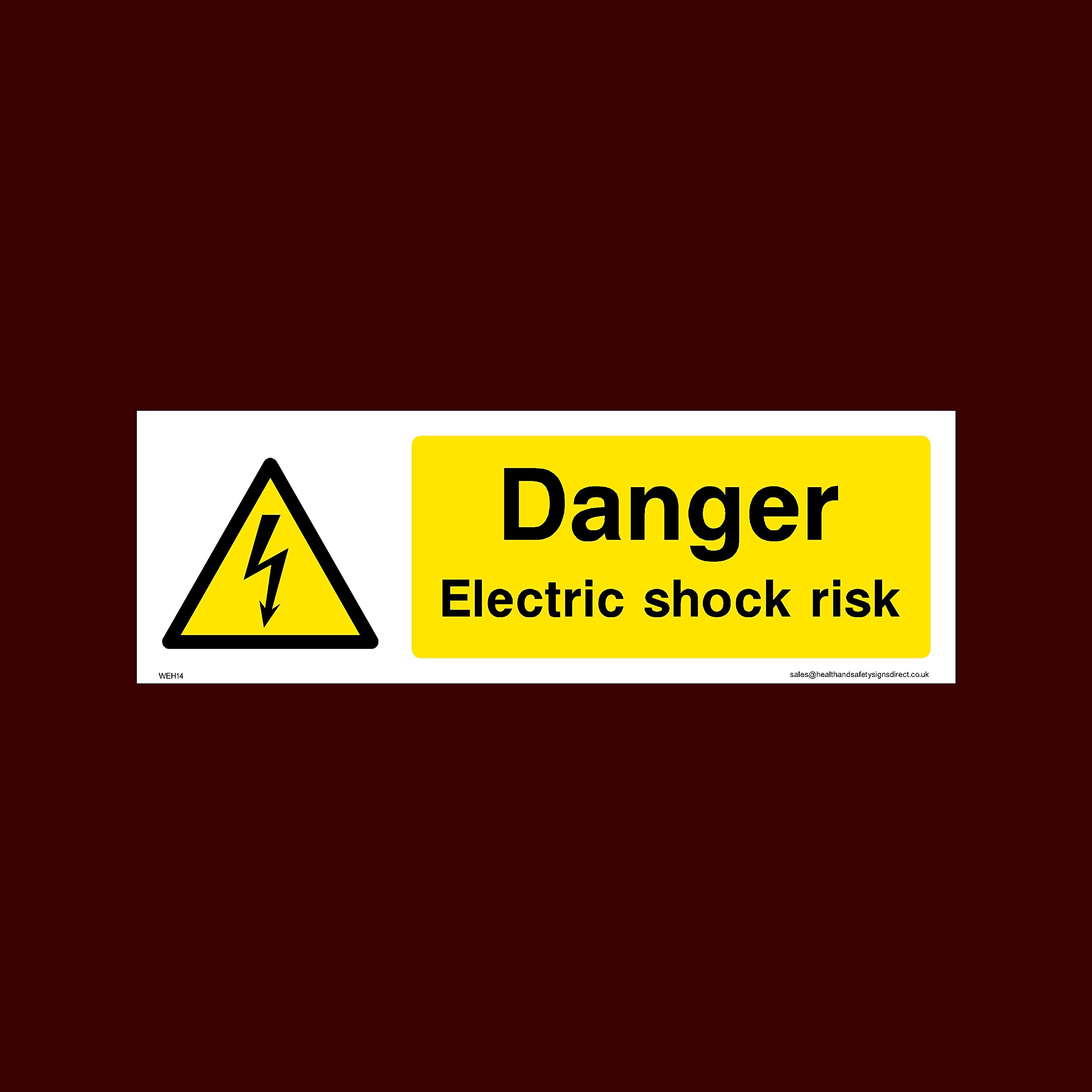 Ussp&S Danger Electric Shock Risk Plastic Sign With Double Sided Fixing Tape (Weh14) - Electric Hazard, Voltage, Danger Of Death, Cables, Wires, Electric Fence