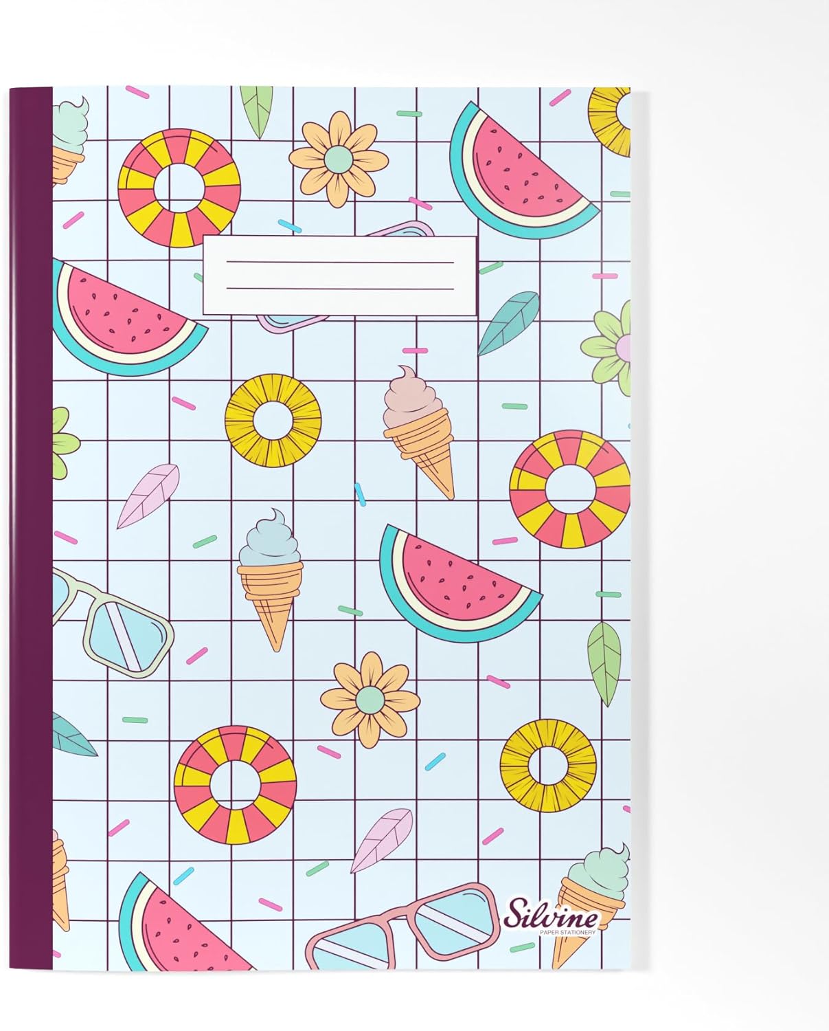 Silvine A4 Notebooks in 4 Assorted Marlene West Designs. 80 Pages, Lined with Margin. Ref NBA4SG [Pack of 12], Summer Garden