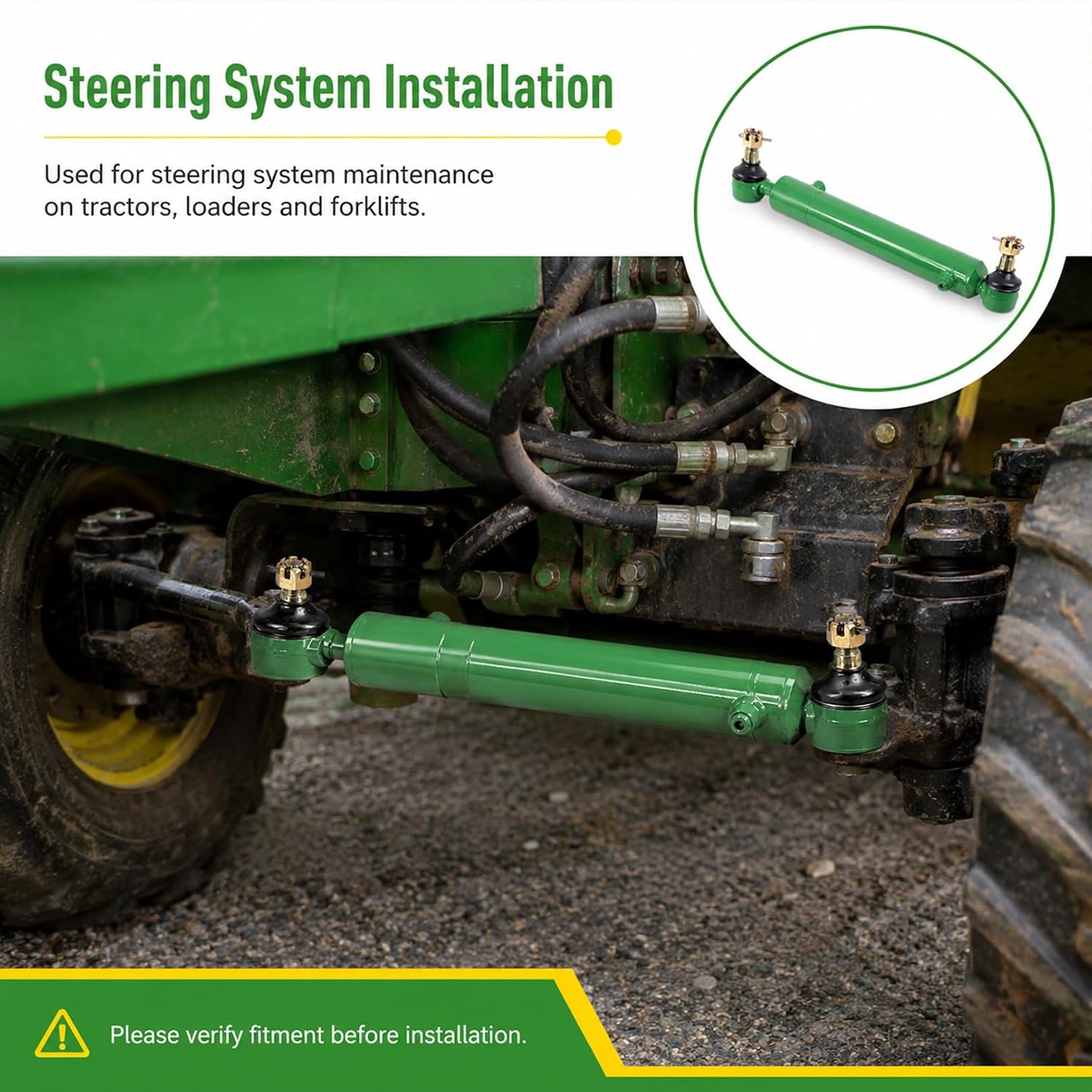 LVA14158 Steering Hydraulic Cylinder Compatible with Forklift 4500 Loader 110TLB, Compatible with Tractor 4120 4320 4500 4510 4520 4720 Part LVA14159
