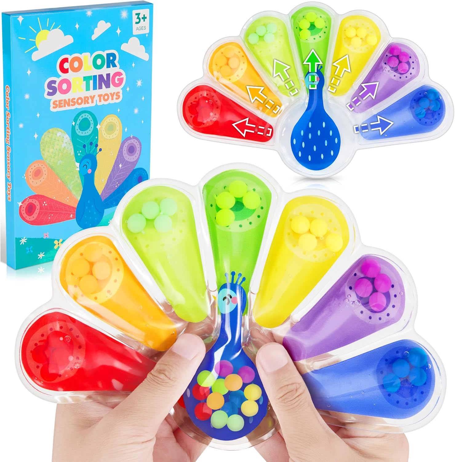 Color Sorting Toys Sensory Toys : Fine Motor Skill Games Learning for Toddlers, Color Matching Fidget Sensory for Calm Down, Preschool Learning & Educational Montessori with Autism