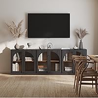 Vista 63 de BELLEZE Aparador Modular Acanalado Buffet con Almacenamiento, Mesa Consola Moderna de Mediados de Siglo con Puertas Arqueadas Simétricas, Elegante