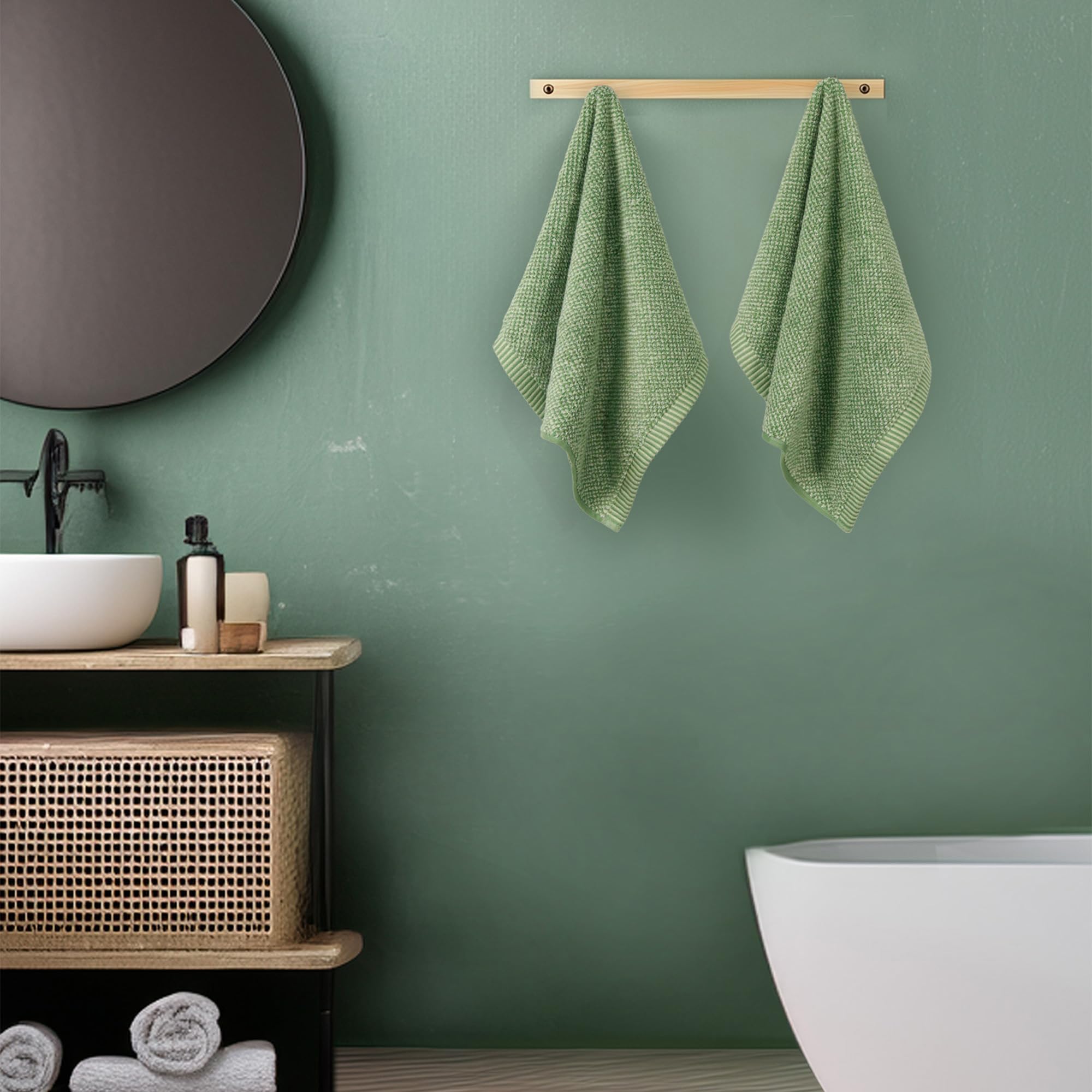 MYTRIDENT Hand Towels, Indulgence Painterly Patterns Towel, 100% Cotton Towel, 40 cm x 60 cm Hand Towel (2- Pieces), 575 GSM, Zero-Twist Towel - Mitzier