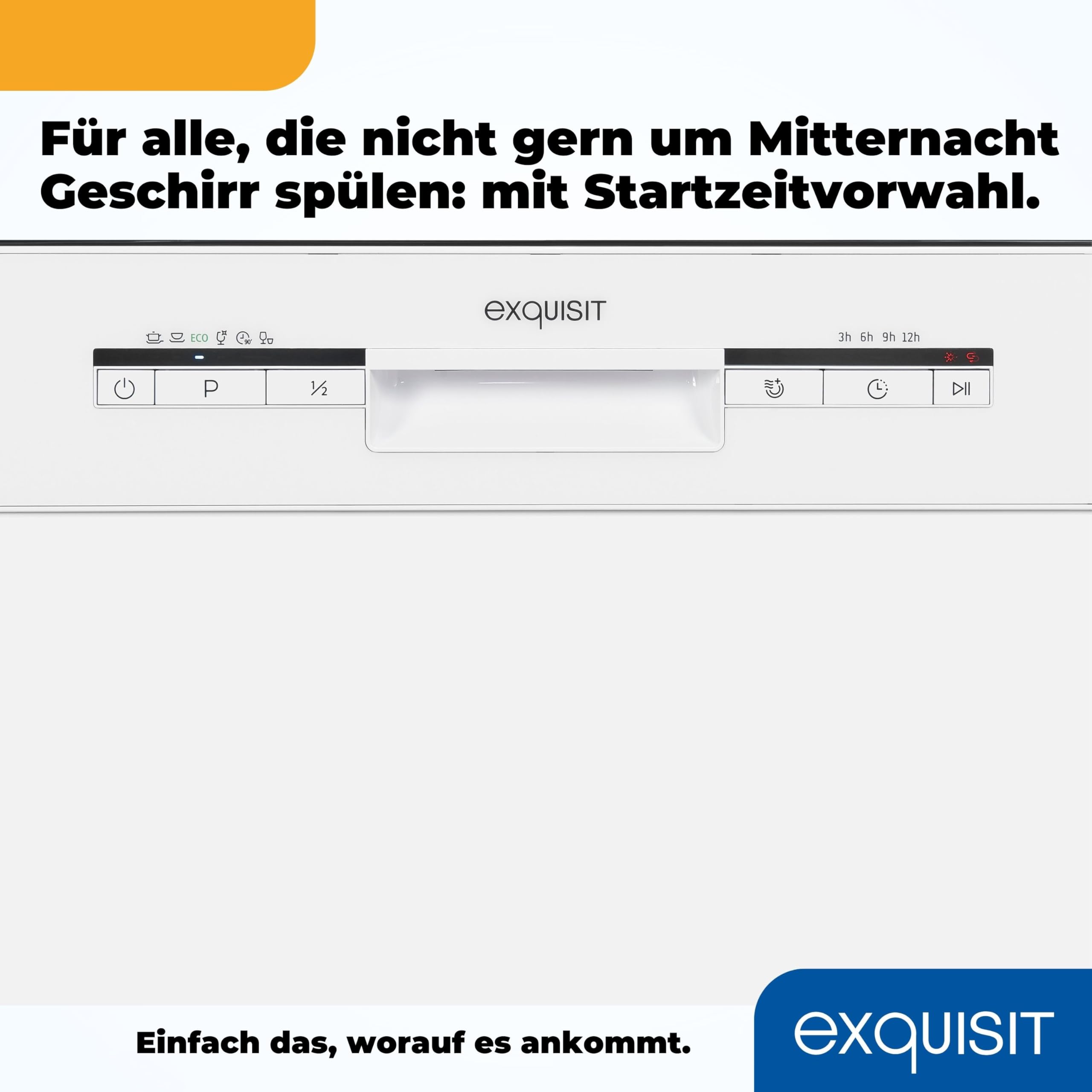 Exquisit Lavastoviglie GSP9112-030E Bianco | Lavastoviglie 60 cm autoportante e sottopiano | Unità da pavimento | 12 soffitti su misura | Bianco