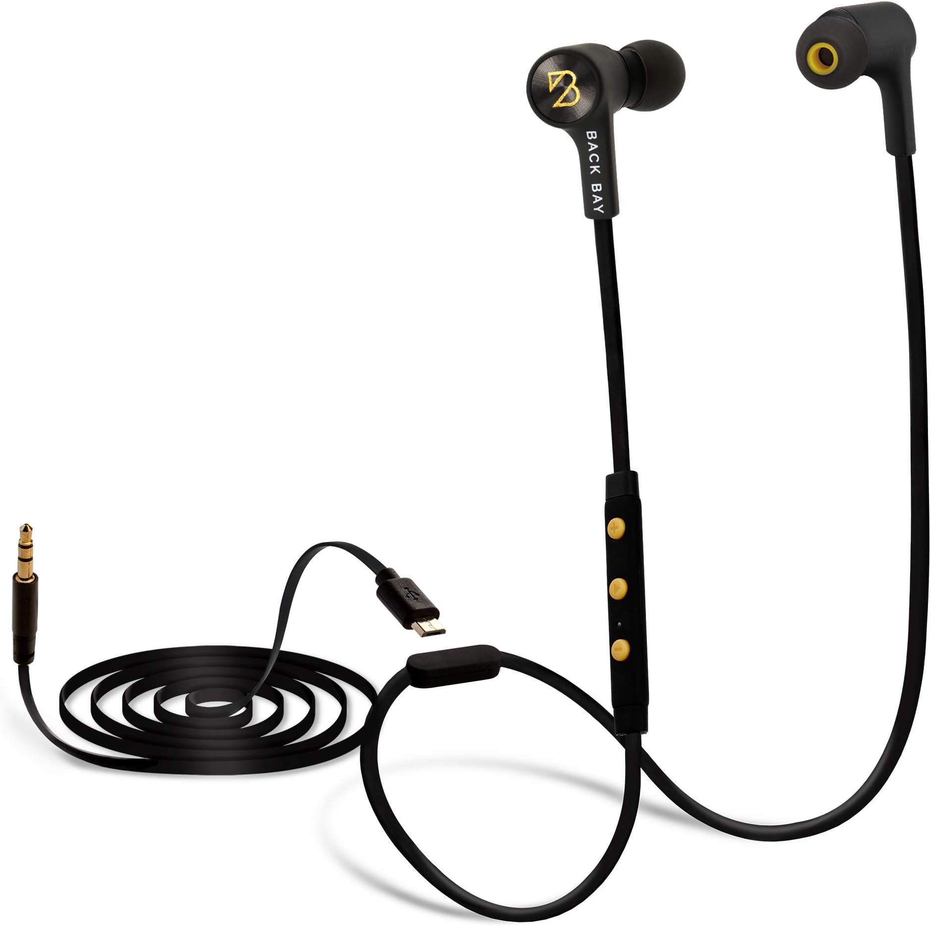Back Bay™ 2-in-1 Wireless & Wired Bluetooth Earbuds. Sweatproof Wireless Stereo Headphones with Microphone, 6 Earphone Tips, AUX Cable and Carrying Bag
