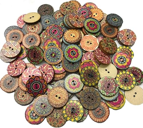 200 botones de madera, botones de madera vintage con 2 agujeros para decoración de manualidades de costura