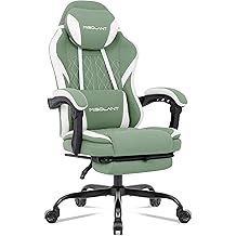 Misolant Gaming Chair, Fabric Gamer Chair with footrest for Adults, High Back Ergonomic Computer Game Chair with Adjustable Headrest and Massage Lumbar Support, 90-155&deg; Recline Free, Green