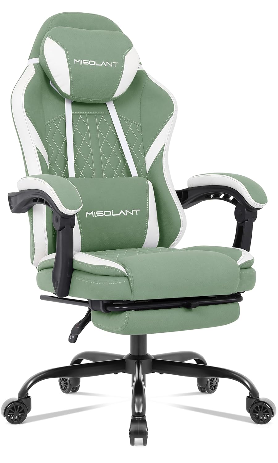 Misolant Gaming Chair Fabric Gamer Chair with footrest for Adults High Back Ergonomic Computer Game Chair with Adjustable
