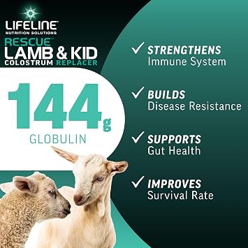 ANNUSO LIFELINE Rescue Lamb & Kid Colostrum Replacer, 1.3lb Bag - 144g Globulin Protein for Newborn Goats & Lambs - Immune Support, Fat, Vitamins, Minerals - Serum-Based, Easy-Mix Formula