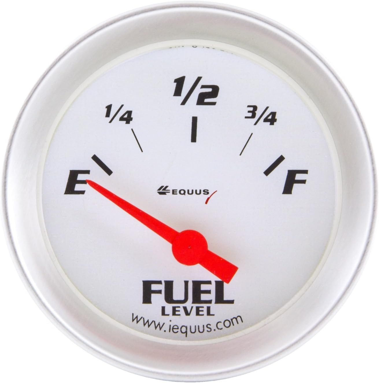 Equus 8362 2" Fuel Level Gauge, White with Aluminum Bezel