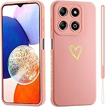 Jeelar ESONG Coque pour Honor 200 Smart,avec Motif Coeur d'amour Doré Mignon/dragonne,Belle Case pour Femme/Fille,Ultra Fine Housse en Silicone Souple Fantaisie TPU Etui-Rose