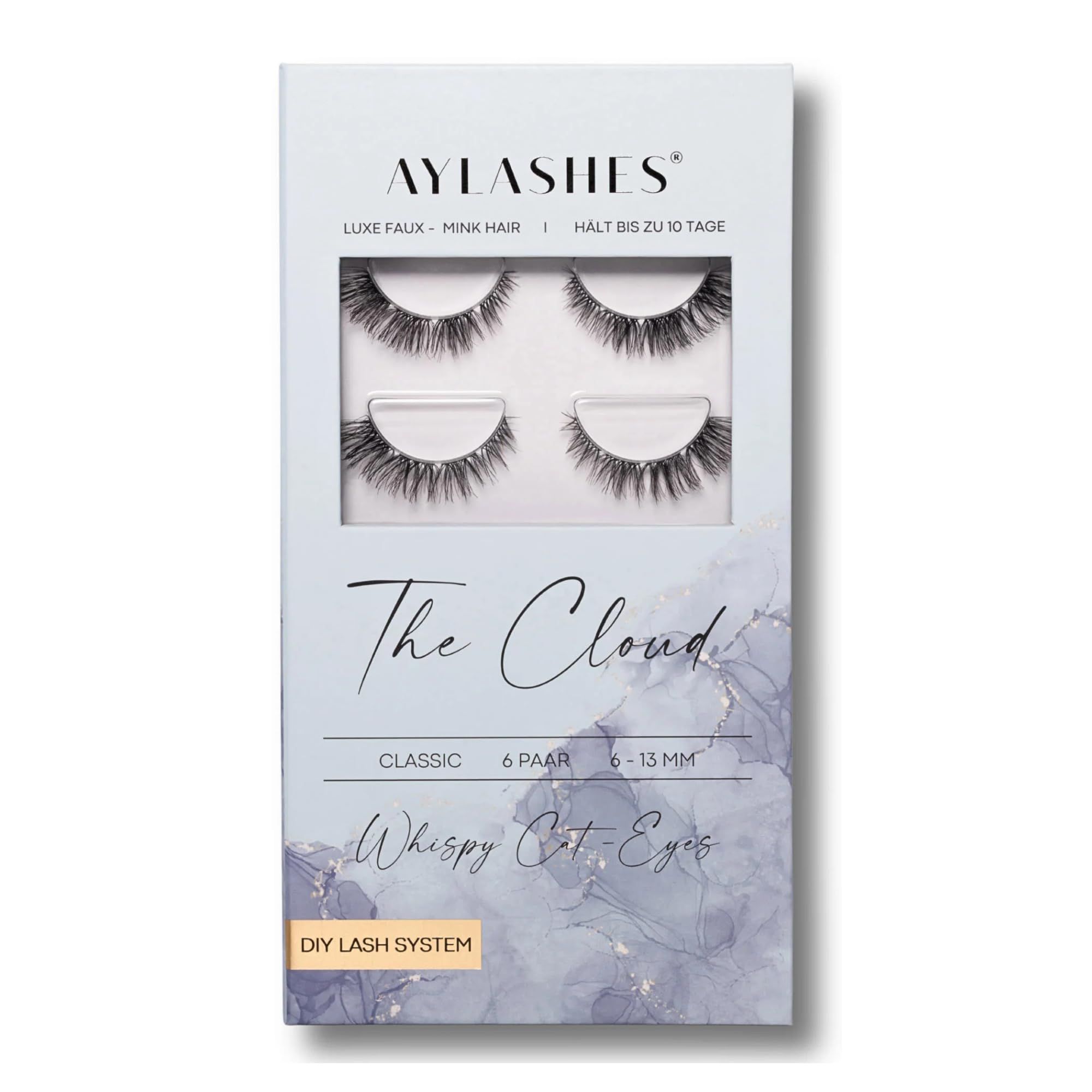 Aylashes Ciglia artificiali naturali, singole, finte per principianti, Lite Collection, The CLOUD MAXI (6-10 mm)