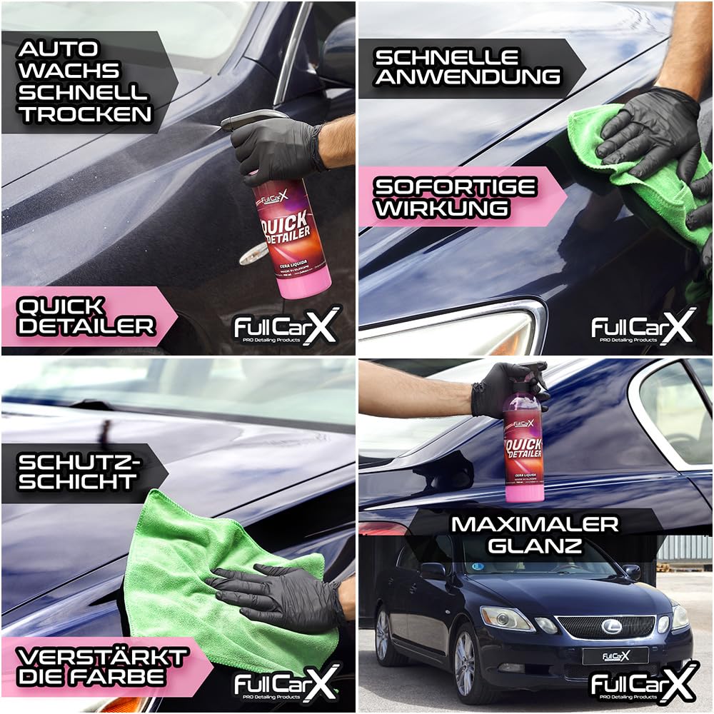 FULLCARX Auto Reinigungsset Aussen, Felgenreiniger, Autoshampoo Snow Foam Aktivschaum PH Neutral, Autowachs Quick Detailer, Fensterreiniger Glasreiniger, Detailing Waschen Autopflege Professional