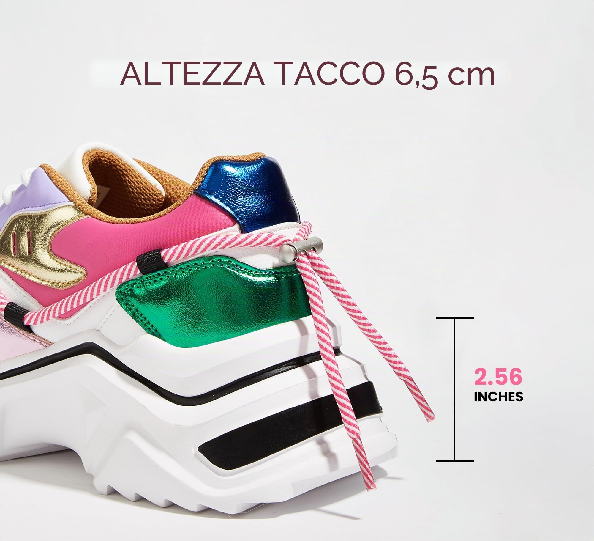 LUCKY STEP Sneakers Donna con Zeppa – Scarpe Chunky Dad retrò, Scarpe Moda con Blocchi di Colore per Tutti i Giorni e Passeggiate