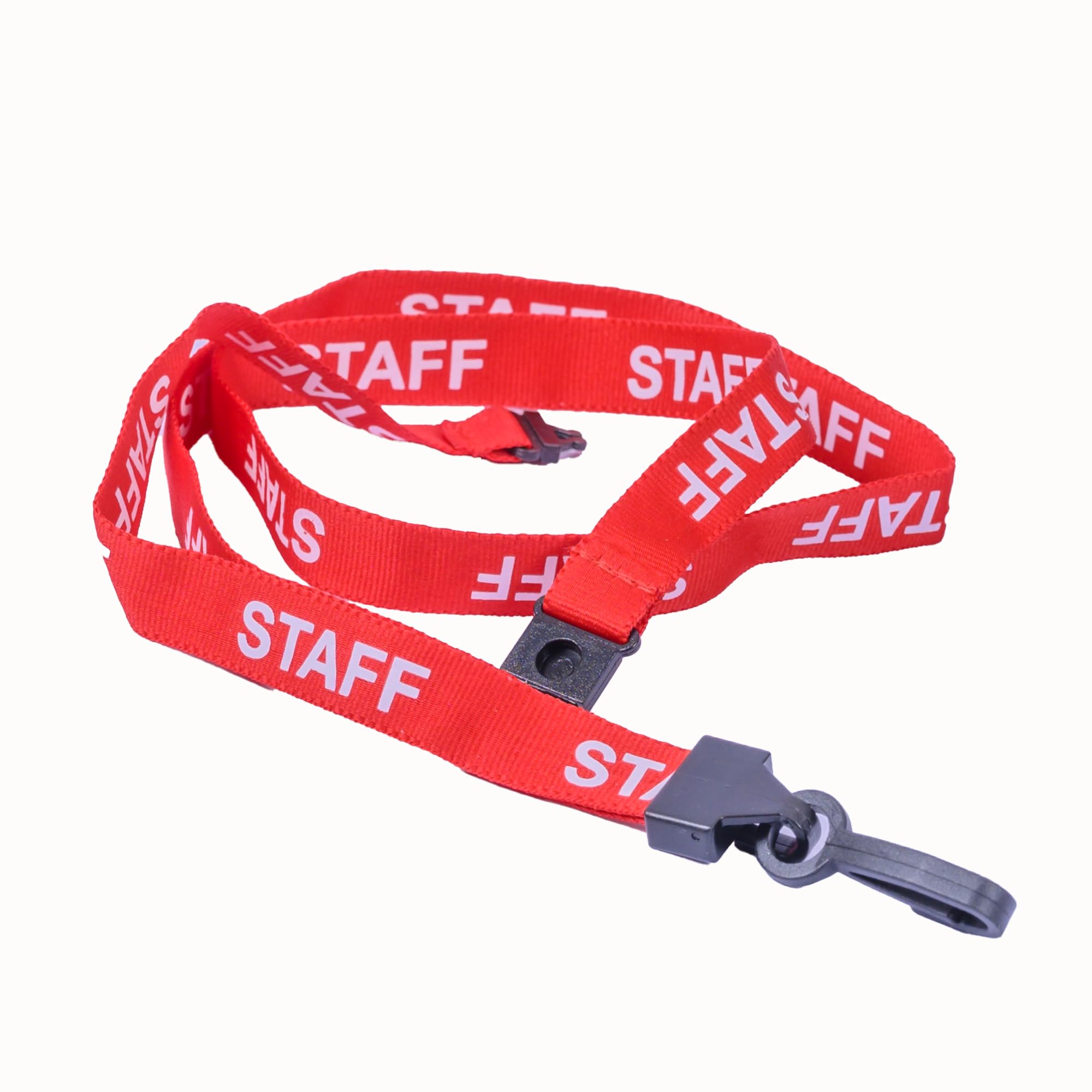 SKE-Direct® Staff Lanyards with a Strong Plastic Slide Clip and Sewn in Breakaway and Free Colour Matched cardholder (25, Red)